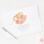 Bruiloft perzikbloesem bloemengebruik ronde sticker (Envelop)