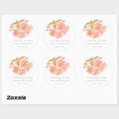 Bruiloft perzikbloesem bloemengebruik ronde sticker (Vel)