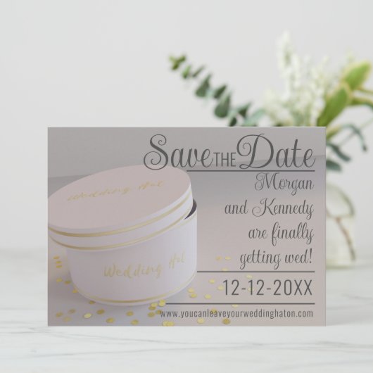 Bruiloft Pet Box Confetti Opslaan De Datum Uitnodi Save The Date (Staand voorkant)