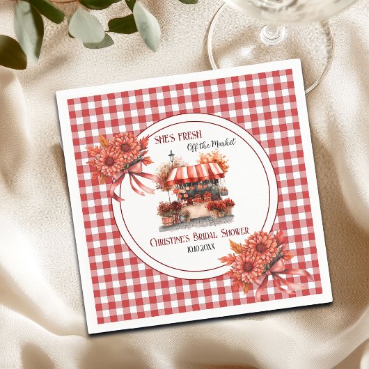 Bruiloft Picknick Gingham Bruidsuitnodiging Servet