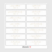 Bruiloft Plaats Kaart Gastennamen Tabel Nummer Gou Sticker (Vel)