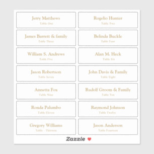 Bruiloft Plaats Kaart Gastennamen Tabel Nummer Gou Sticker