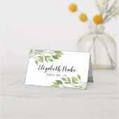 Bruiloft Plaats Kaart Groen Blad Tafel Kaart Plaatskaartje (Voorkant)