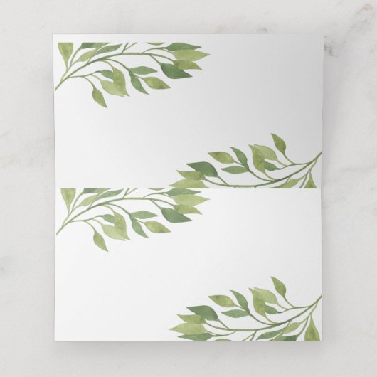 Bruiloft Plaats Kaart Groen Blad Tafel Kaart Plaatskaartje (Binnenkant ongevouwen)
