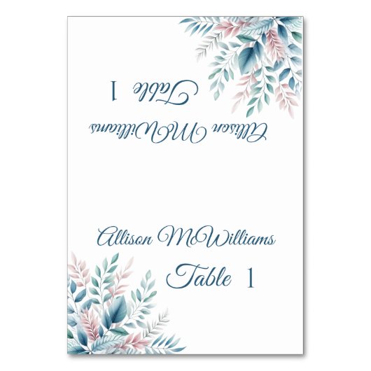 Bruiloft Plaats kaart-Pastel Botanical- Kaart (Voorkant)