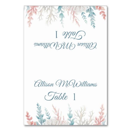 Bruiloft Plaats kaart-Pastel Koraal Reef- Kaart (Voorkant)