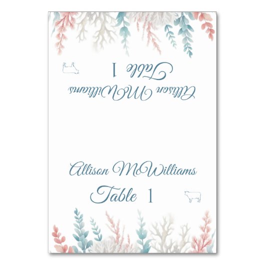 Bruiloft Plaats kaart-Pastel Koraal Reef-Meat- Kaart (Voorkant)