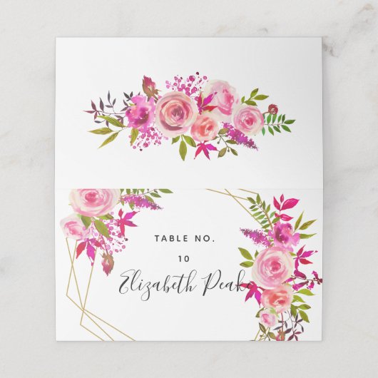 Bruiloft Plaats Kaart rozen Crystal Table Card Plaatskaartje (Buitenkant ongevouwen)
