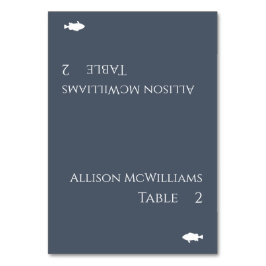 Bruiloft Plaats kaart-Vis Icon-Blauw en Wit- Kaart