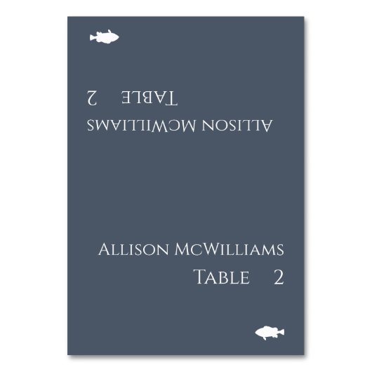 Bruiloft Plaats kaart-Vis Icon-Blauw en Wit- Kaart (Voorkant)