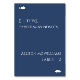 Bruiloft Plaats kaart-Vis Icon-Donker Blauw en Wit Kaart