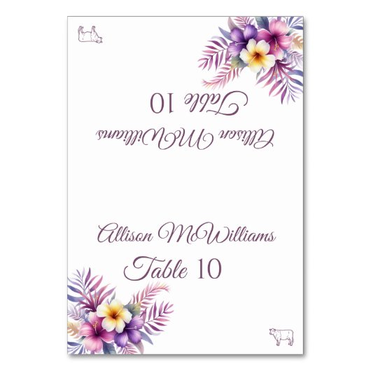 Bruiloft Plaats kaart-Waterverf Island Romance-Mea Kaart (Voorkant)