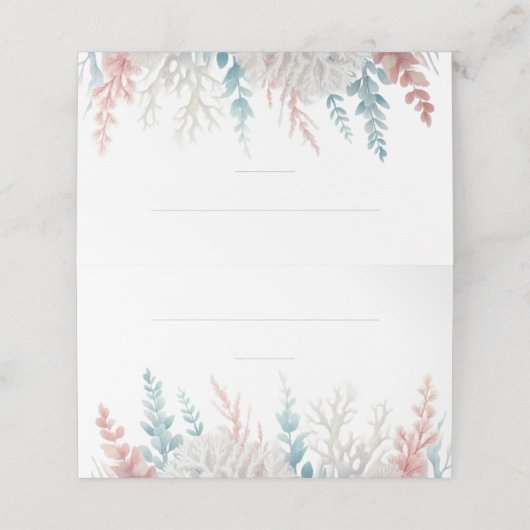 Bruiloft plaats kaarten-pastel koraal rif plaatskaartje (Buitenkant ongevouwen)