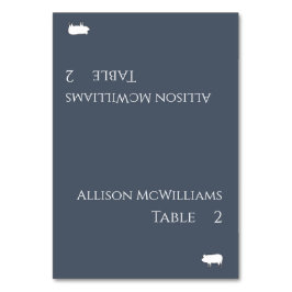 Bruiloft Plaats kaarten-Varkenspictogram-Blauw en  Kaart