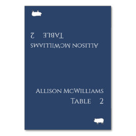 Bruiloft Plaats kaarten-Varkenspictogram-Donkerbla Kaart