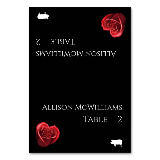 Bruiloft plaats kaarten-Varkenspictogram-hart vorm Kaart (Voorkant)