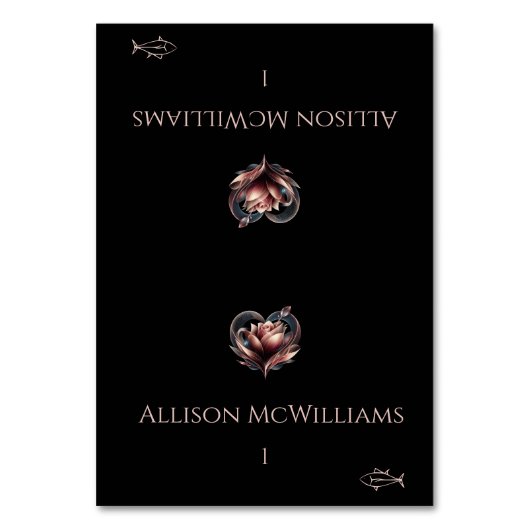 Bruiloft Plaats kaarten-Vis Icon-Roos met Hart Kaart (Voorkant)