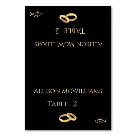 Bruiloft Plaats kaarten-Vis Icon-Zwart en Wit- Kaart (Voorkant)