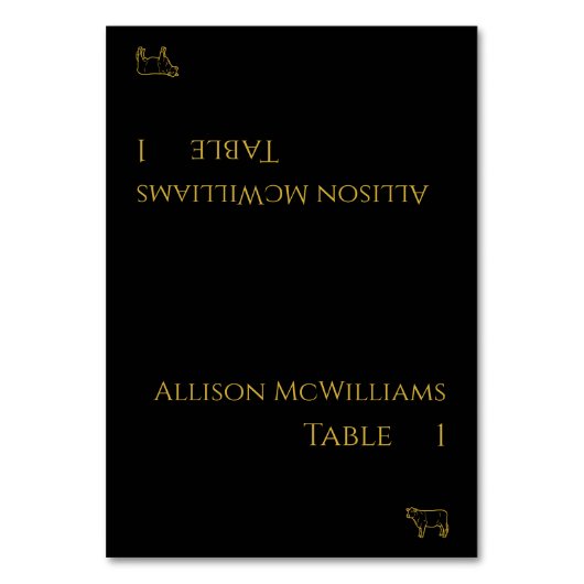 Bruiloft Plaats kaarten-Vlees Icon-Black en Gold- Kaart (Voorkant)