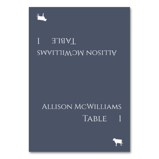 Bruiloft Plaats kaarten-vlees Icon-Blauw en Wit Kaart (Voorkant)