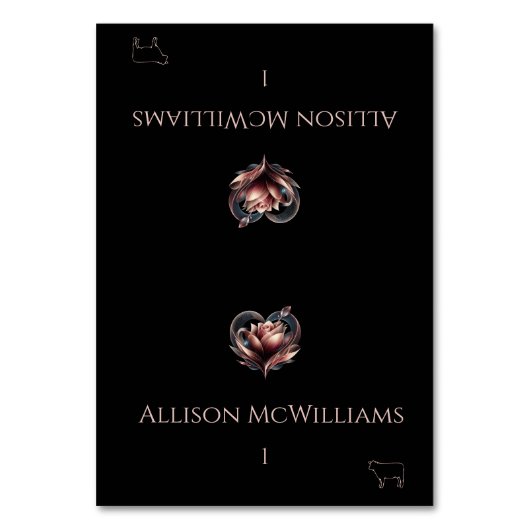 Bruiloft Plaats kaarten-Vlees Icon-Roos met Hart Kaart (Voorkant)