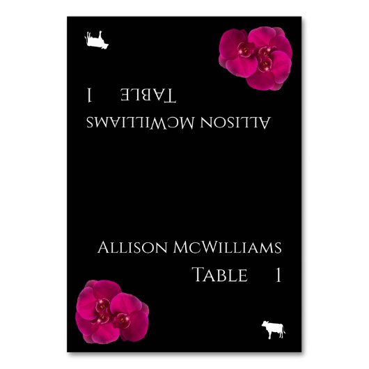 Bruiloft plaats kaarten-vlees icoon-zwart fuchsia kaart (Voorkant)