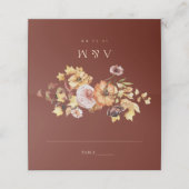 Bruiloft plaatskaart Burgundy herfst opgevouwen Plaatskaartje (Buitenkant ongevouwen)