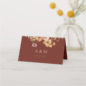 Bruiloft plaatskaart Burgundy herfst opgevouwen Plaatskaartje (Achterkant)