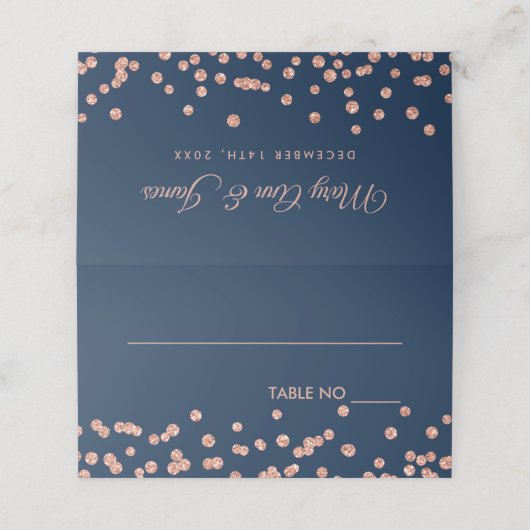 Bruiloft Plaatskaarten Roos Gouden Glitter Confett Plaatskaartje (Buitenkant ongevouwen)