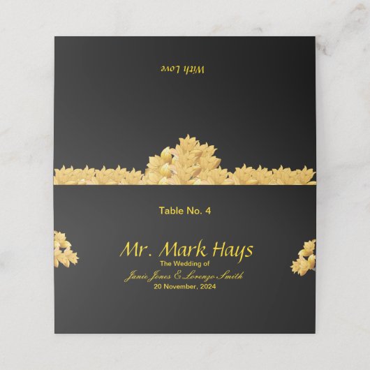 bruiloft plaatskaartje (Buitenkant ongevouwen)