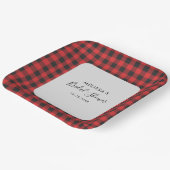 Bruiloft Plaid Zwart Rood Buffalo Plaid Rustiek Papieren Bordje (Gebogen)