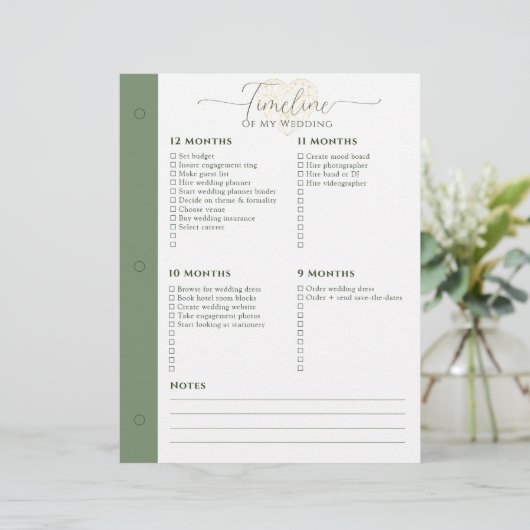 Bruiloft Planner 12 - 5 Maanden Tijdlijn Multomap  (Staand voorkant)