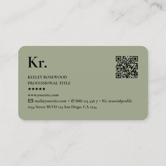 Bruiloft Planner Coördinator Sage Modern Visitekaartje (Achterkant)