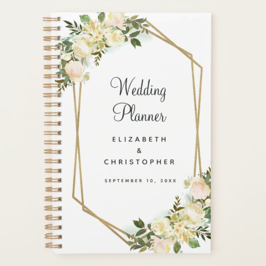 Bruiloft Planner Elegant Waterverf Lijst Wit (Voorkant)