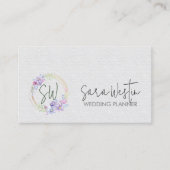 Bruiloft Planner Floral Monogram Visitekaartje (Voorkant)