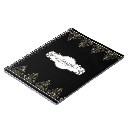 Bruiloft Planner Gepersonaliseerde Barok Swirl Zil Notitieboek (Linkerzijde)