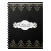 Bruiloft Planner Gepersonaliseerde Barok Swirl Zil Notitieboek (Voorkant)