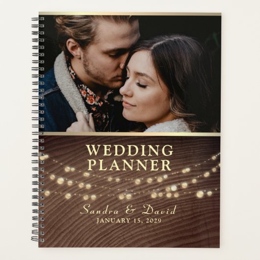 Bruiloft Planner met Rustieke Houten Slingerlichtj (Voorkant)