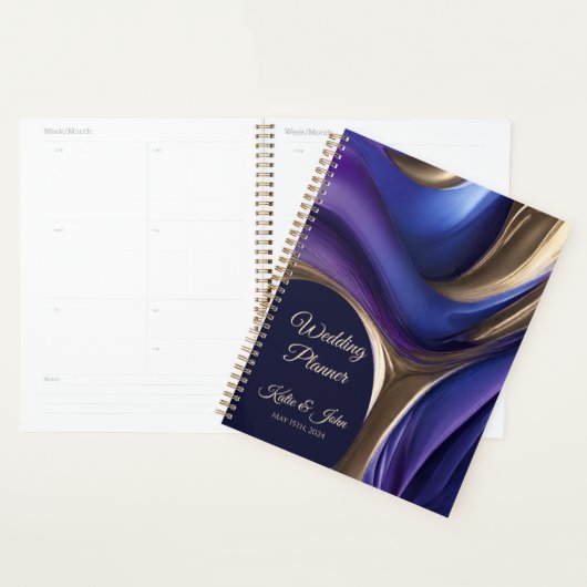 Bruiloft-Planner-Modern Abstract-Blauw Paarse Goud Planner (Display)