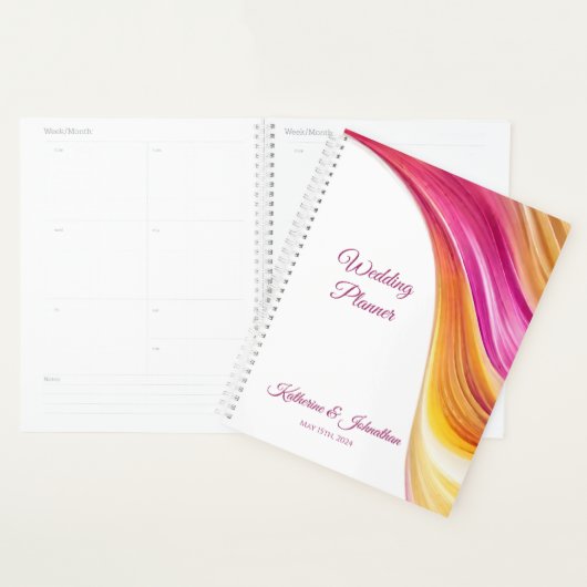 Bruiloft-Planner-Modern Abstract-roze Sinaasappel Planner (Display)