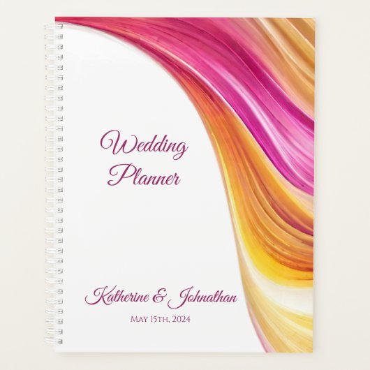 Bruiloft-Planner-Modern Abstract-roze Sinaasappel Planner (Voorkant)
