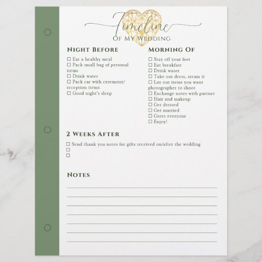 Bruiloft planner nacht voor - 2 weken na pagina (Voorkant)