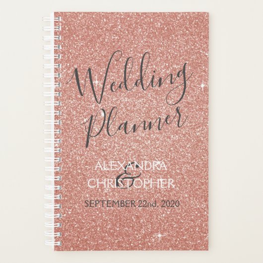 Bruiloft Planner Roze - Roos Gouden Sparkle Glitte (Voorkant)