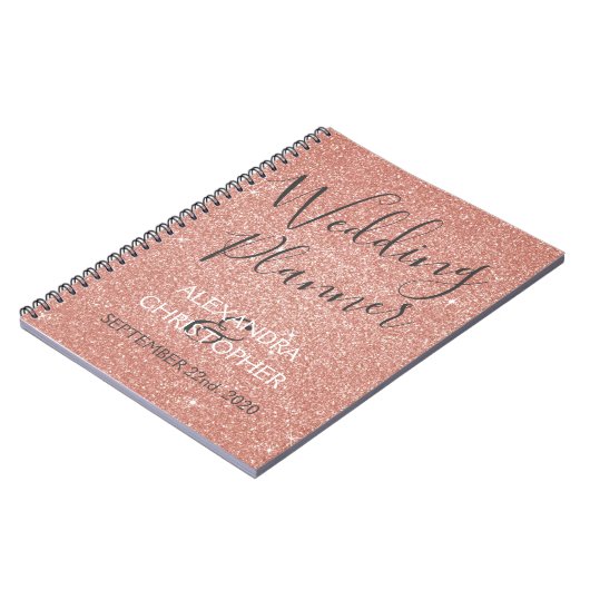 Bruiloft Planner Roze - Roos Gouden Sparkle Glitte Notitieboek (Linkerzijde)
