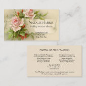 Bruiloft Planner  Roze Rozen Elegant Visitekaartje (Voorkant / Achterkant)