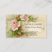 Bruiloft Planner Roze Rozen Elegant Visitekaartje (Voorkant)