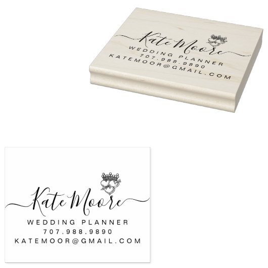 Bruiloft planner Triple harten en kroon Rubberstempel (Gestempeld)