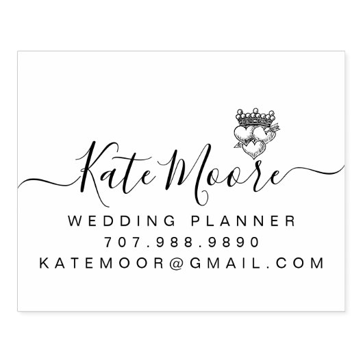 Bruiloft planner Triple harten en kroon Rubberstempel (Afrduk)