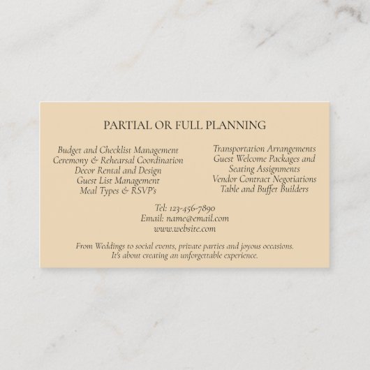 Bruiloft Planner  Victoriaans Rode Magnolia Visitekaartje (Achterkant)