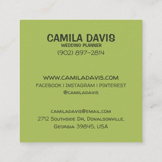 bruiloft Planner Vierkante Visitekaartje (Achterkant)